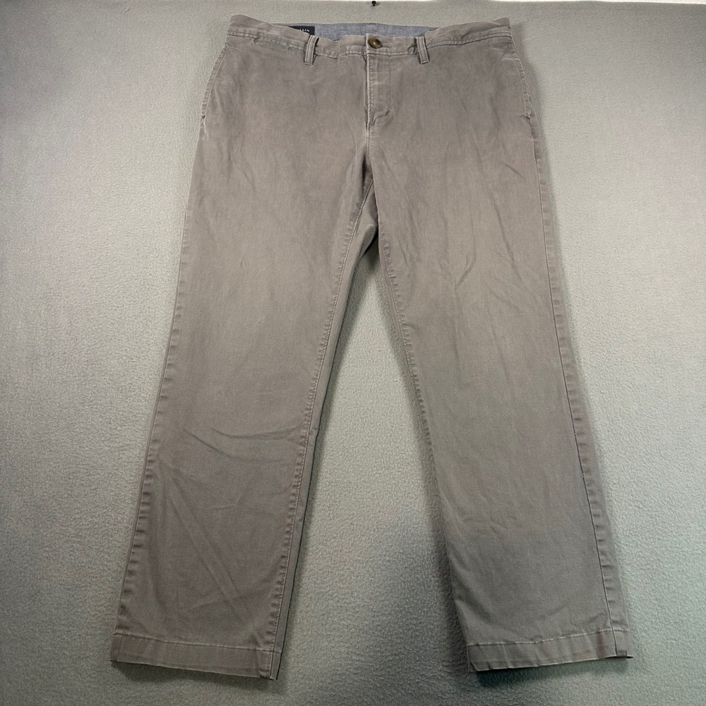 Wallin & Bros Mens Gray Flat Front Chino Pants 36W 30L Stretch Cotton Trousers